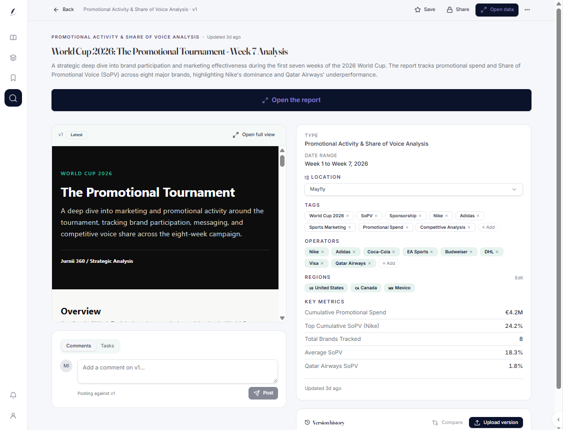 A Quill report: versions, comments and metadata beside the plate